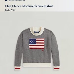 NWT: Polo Ralph Lauren Gray Crewneck with Flag Design sz16